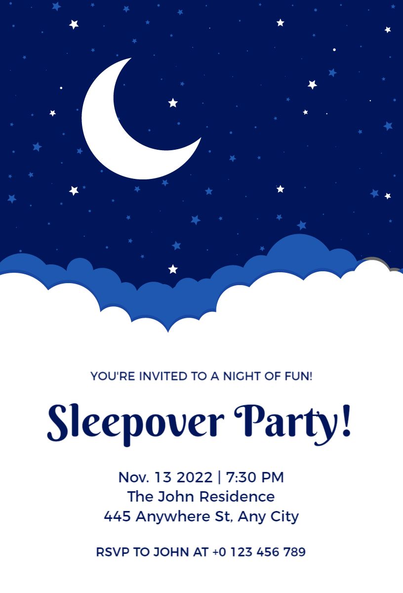 Whimsical Starry Night Sleepover Party Invitation Template