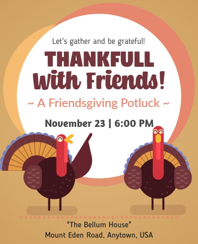 Whimsical Thanksgiving Friendsgiving Potluck Poster Template