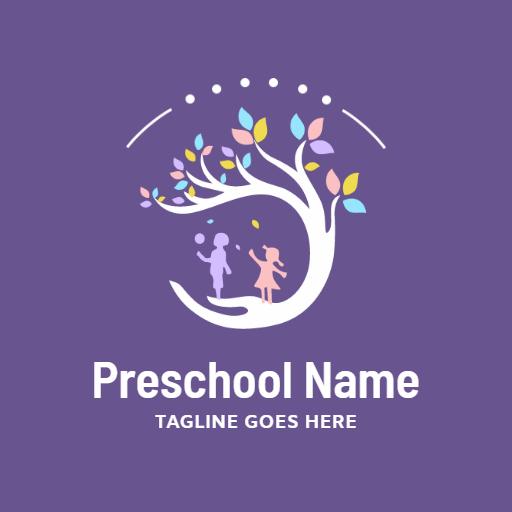 Whimsical Tree Design Symbolizing Joyful Preschool Learning Logo Template