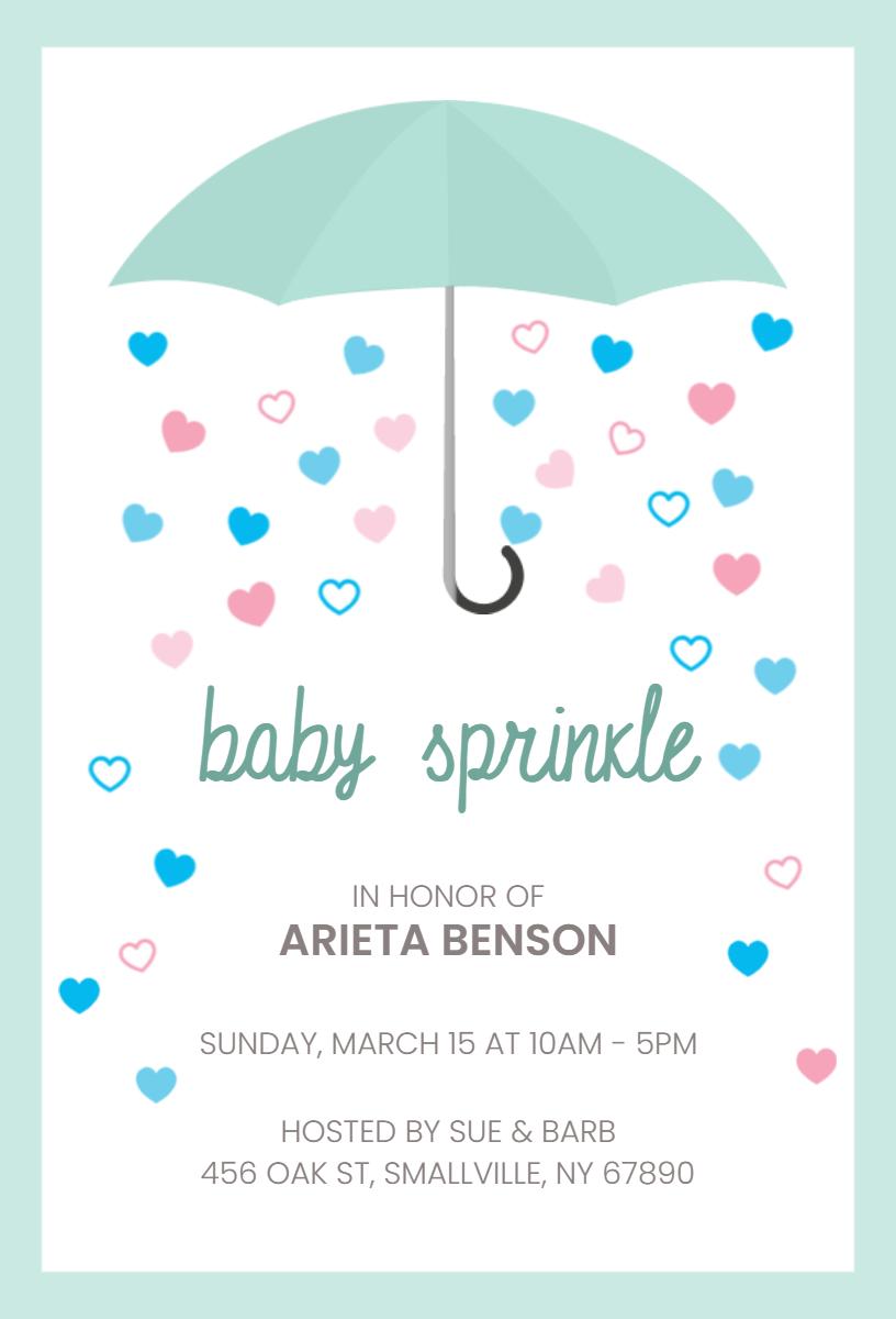 Whimsical Umbrella Baby Sprinkle Celebration Invitation Template