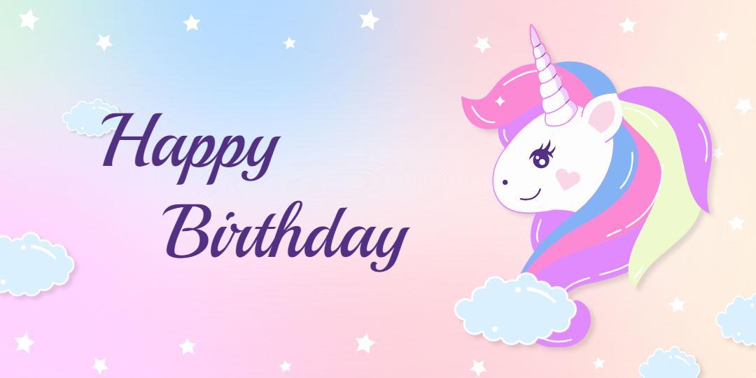 Whimsical Unicorn with Colorful Clouds Birthday Tarpaulin Template