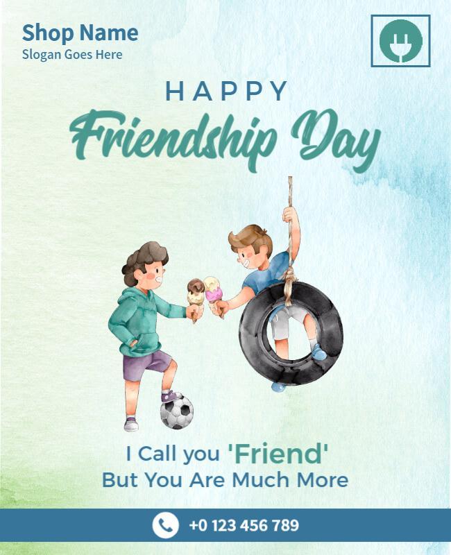 Whimsical Watercolor Friendship Day Celebration Flyer Template