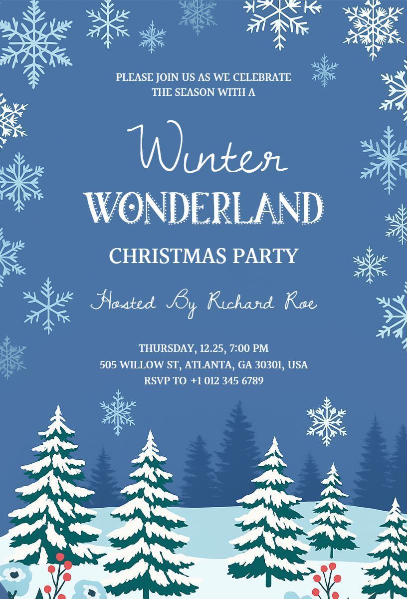 Whimsical Winter Wonderland Christmas Party Invitation Template