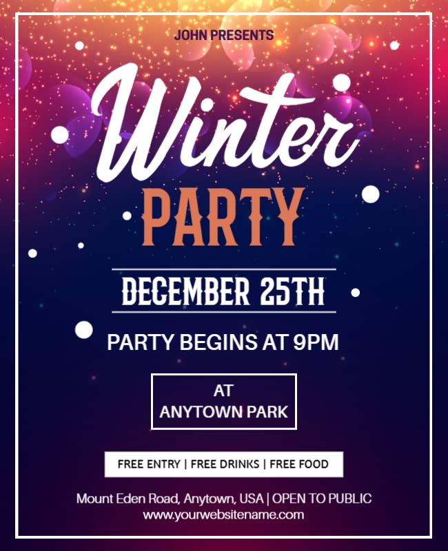 White and Black Russian Winter Party Flyer Template