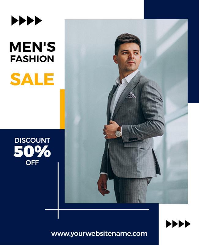 White and Blue Mens Fashion Sale Flyer Template