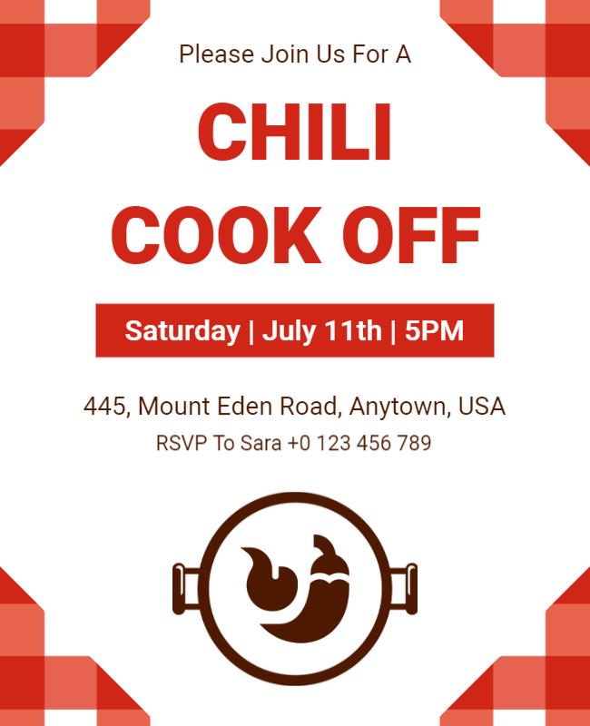 White and Burnt Sienna Chili Cook Off Flyer Template