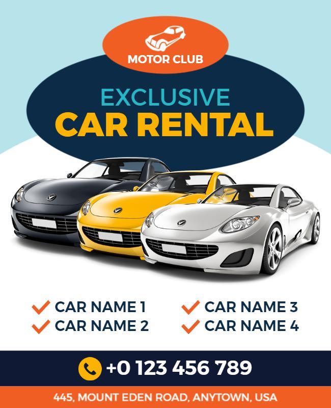 White and Flamingo Car Rental Flyer Template