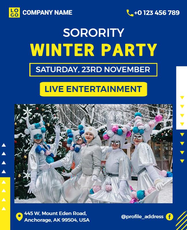 White and Gold Tips Winter Party Flyer Template