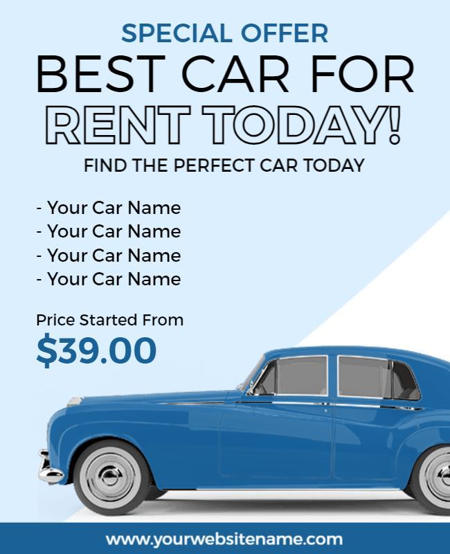 White and Matisse Car Rental Flyer Template