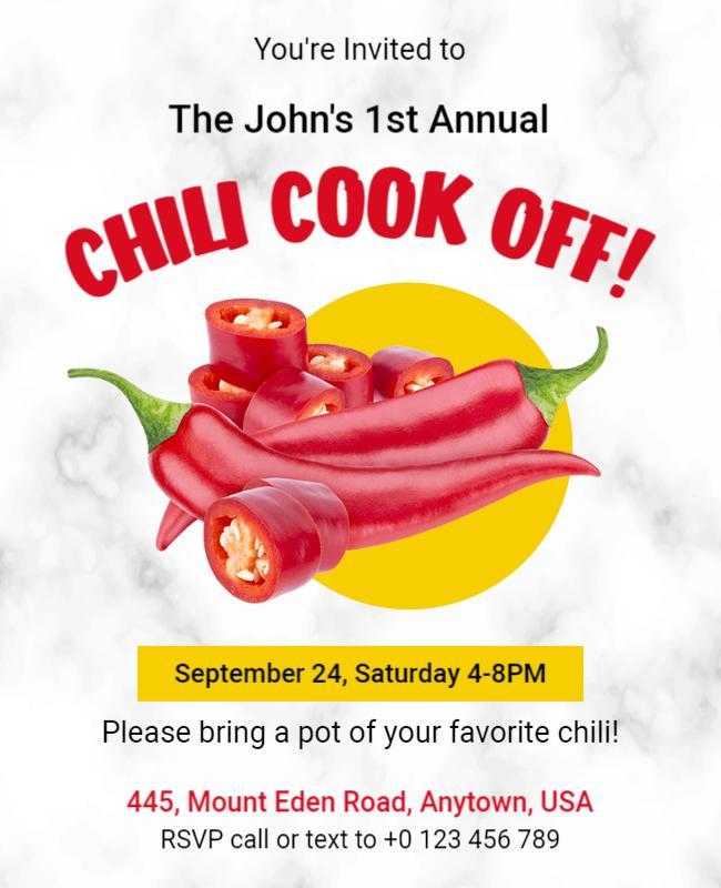 White and Mercury Chili Cook Off Flyer Template