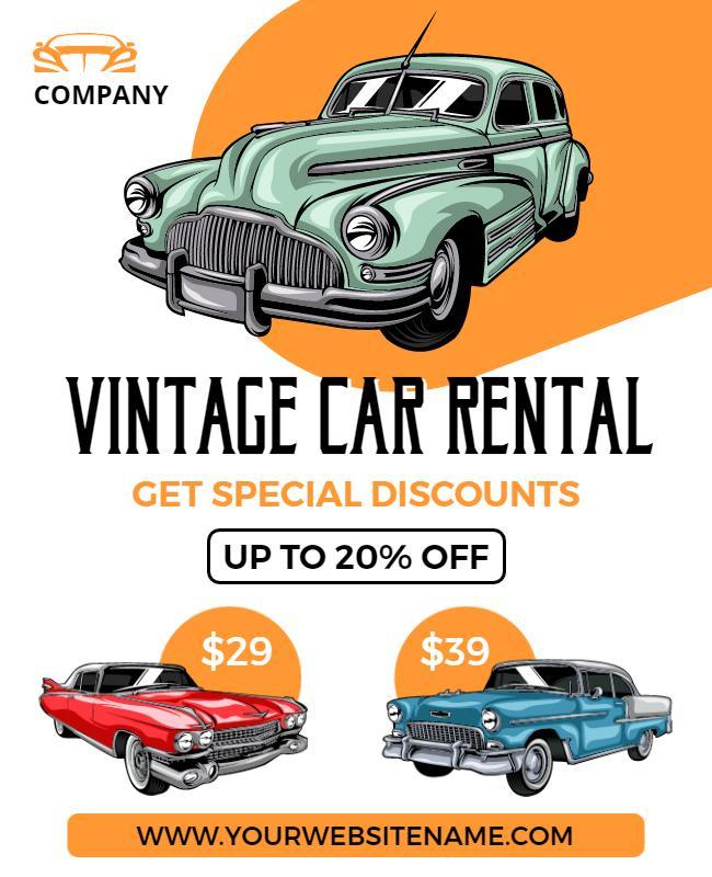 White and Orange Discount Car Rental Flyer Template