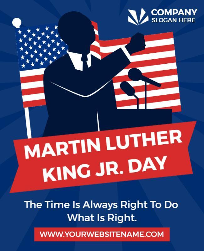 White and Verdun Green Martin Luther King Jr Day Poster Template