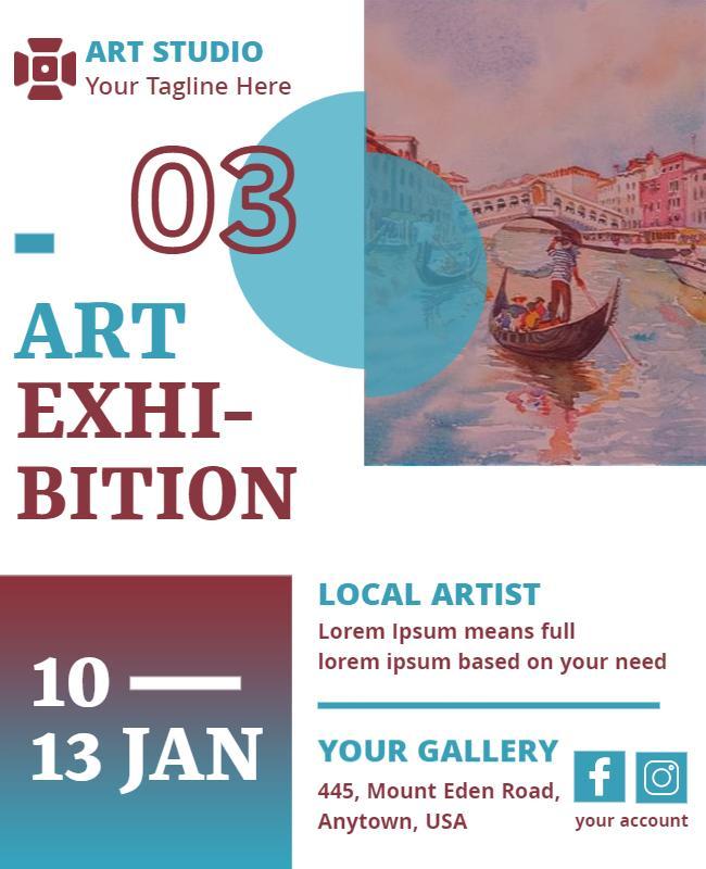 Creative Watercolor Art Exhibition Flyer Template