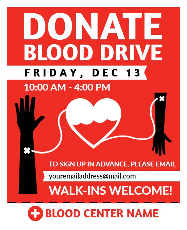 White Blood Drive Flyer Template