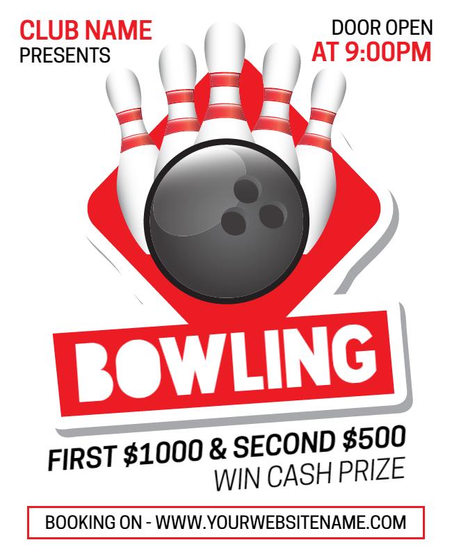 White Bowling Flyer Template