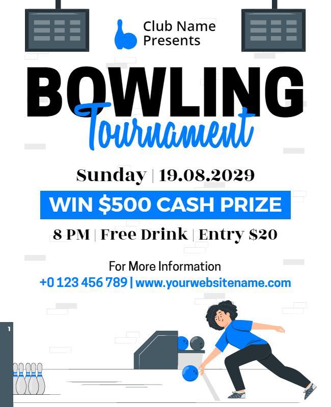 Dynamic Blue Bowling Tournament Competition Flyer Template