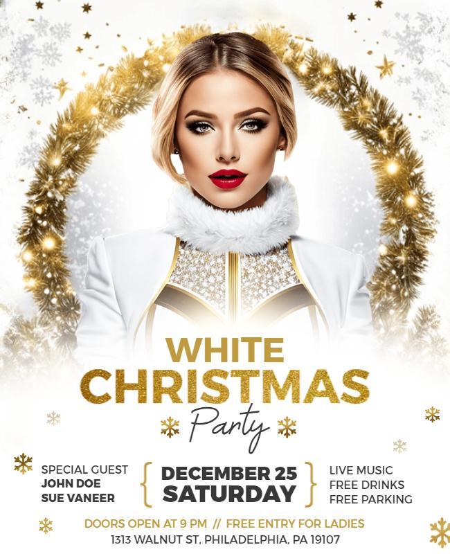 White Christmas Party Celebration Flyer Template