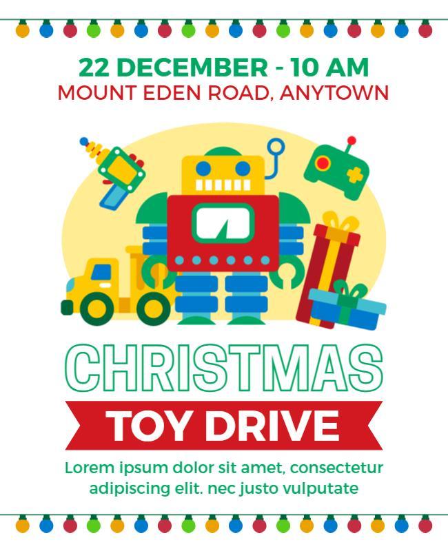 White Christmas Toy Drive Flyer Template