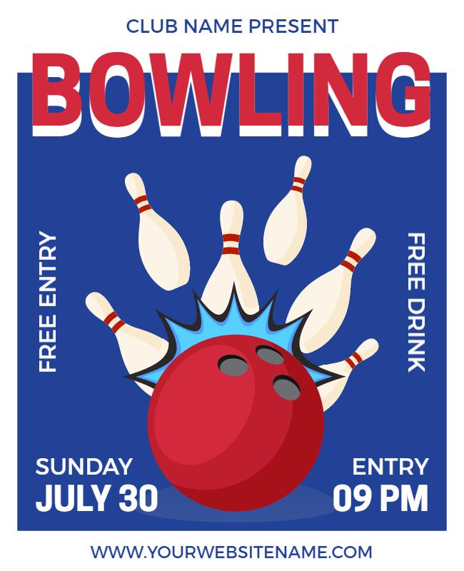 White Club Bowling Flyer Template