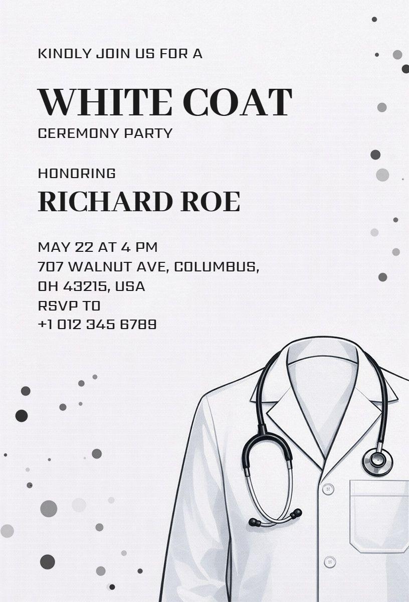 White Coat Medical Achievement Ceremony Invitation Template