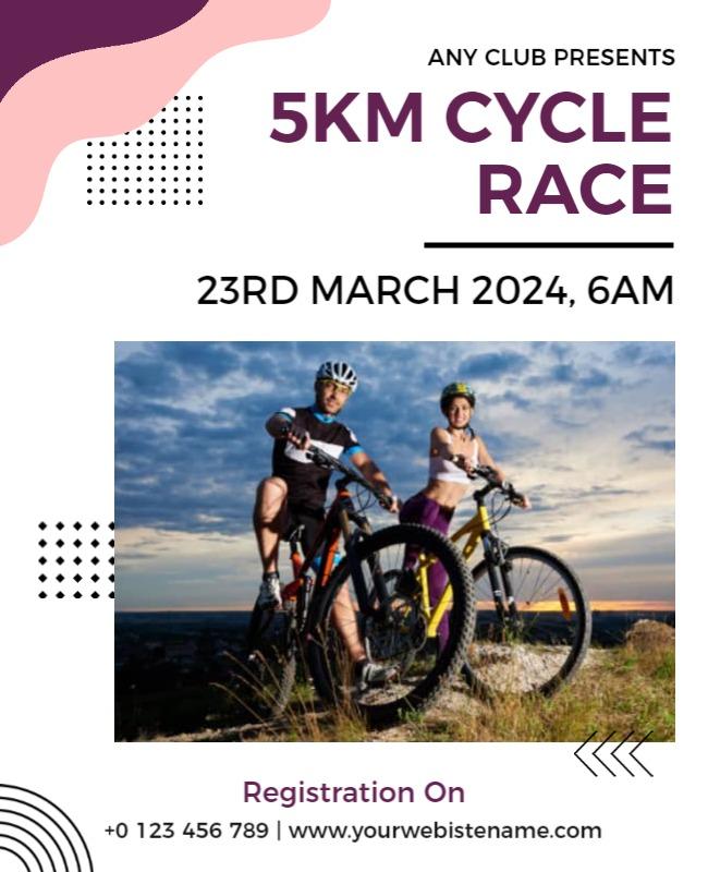 Dynamic Purple Outdoor 5KM Cycle Race Flyer Template