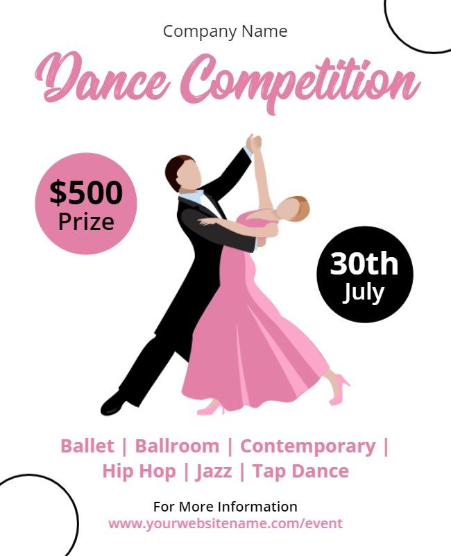 White Dance Competition Flyer Template