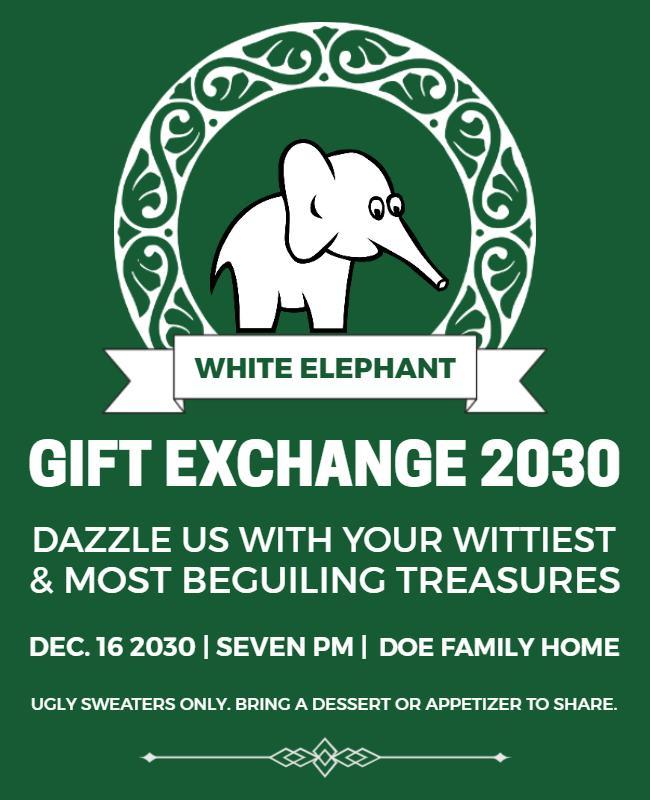 White Elephant Gift Exchange Event Flyer Template