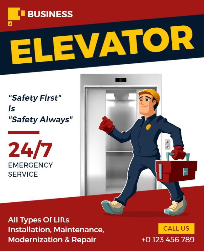 Professional Elevator Maintenance and Repair Service Flyer Template