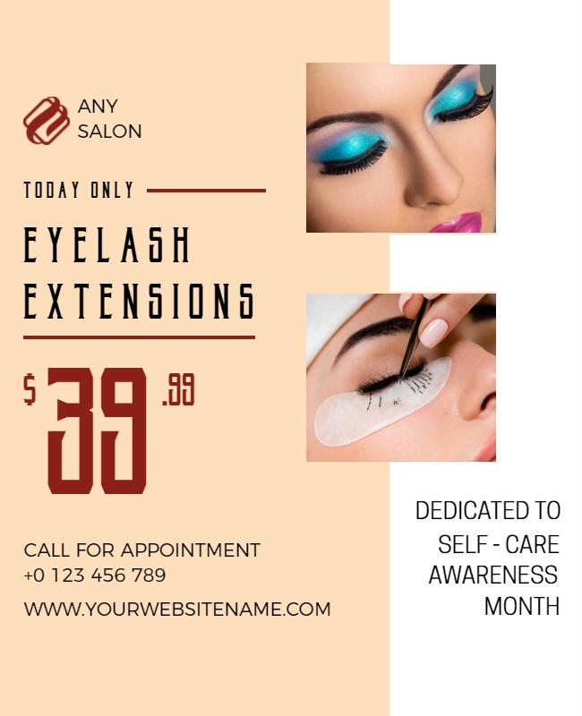 Bold Orange Eyelash Extensions Promotion Flyer Template