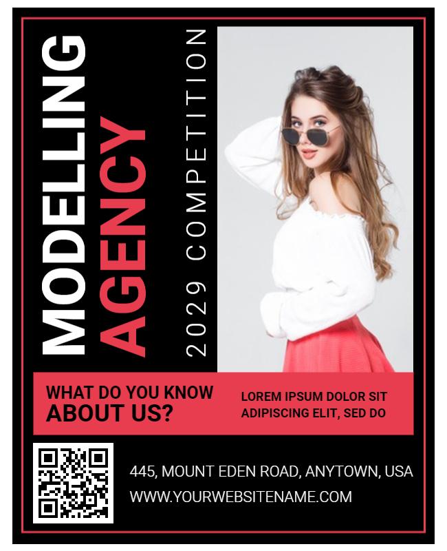 Bold Black and Red Modelling Agency Competition Flyer Template