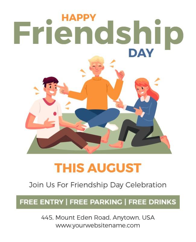 Playful Cartoon Style Friendship Day Celebration Flyer Template