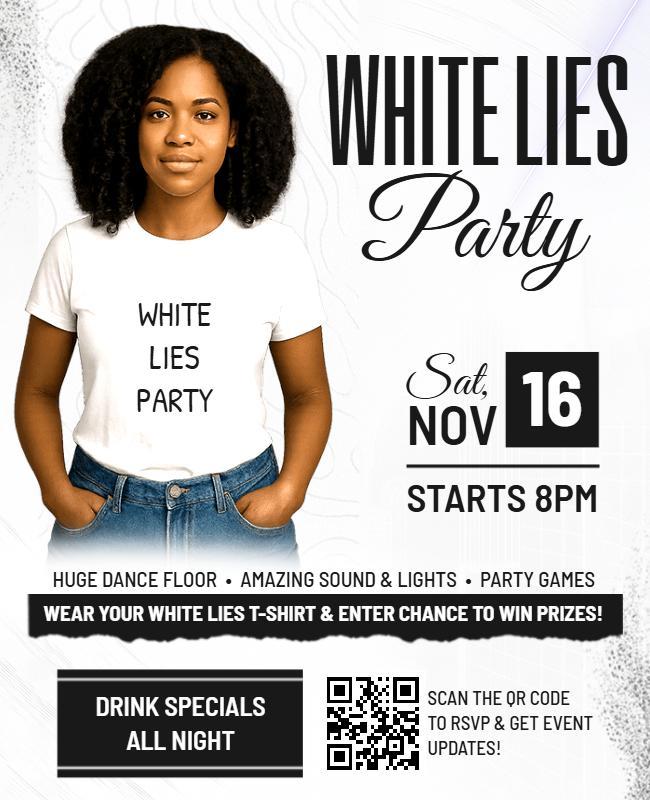 White Lies Themed Party Celebration Flyer Template