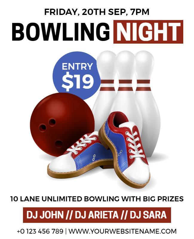 White Night Bowling Flyer Template