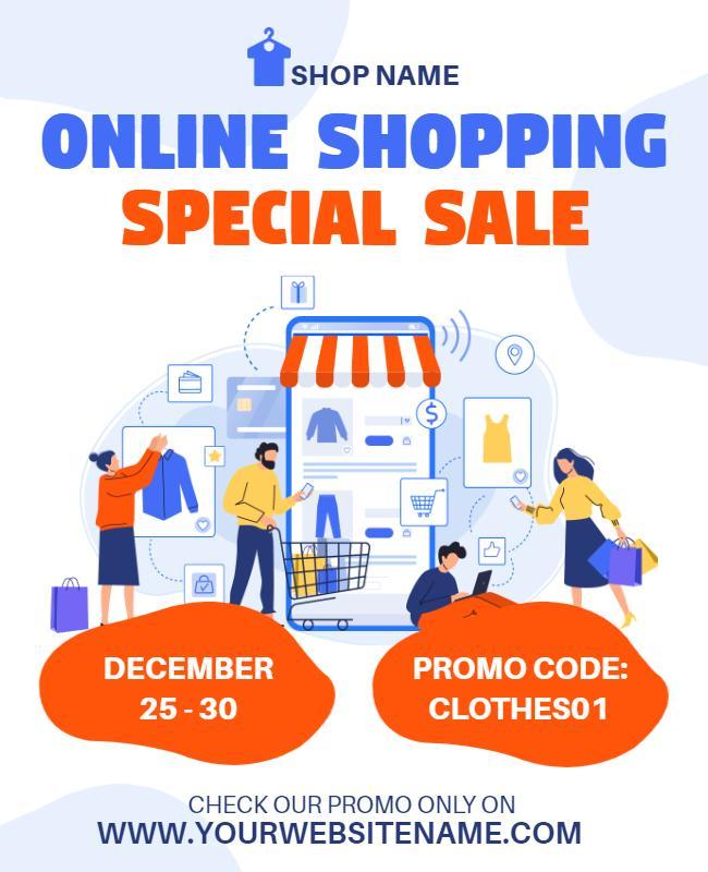 White Online Shopping E Commerce Flyer Template