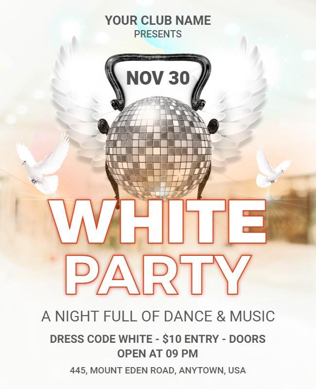 White Party Dance and Music Night Flyer Template