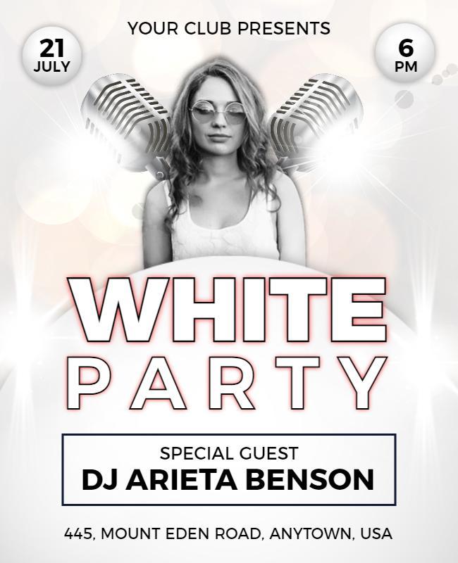 White Party Event with Dj Guest Flyer Template