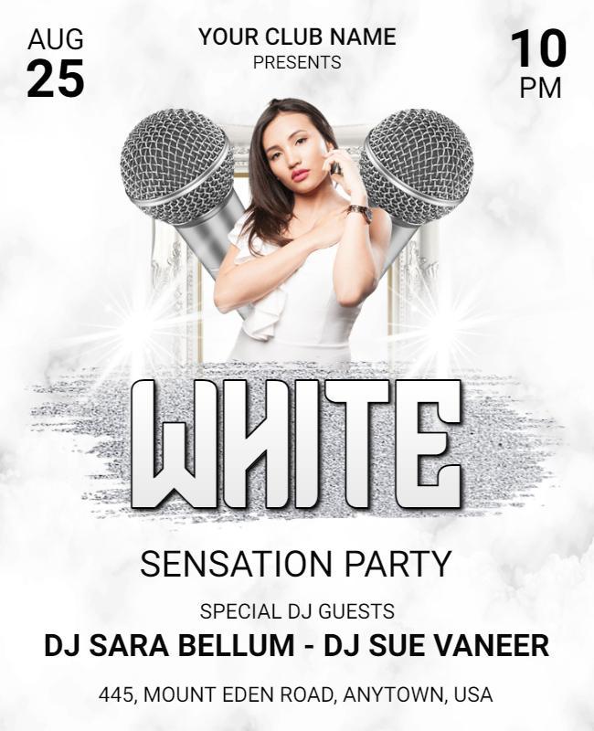 White Sensation Party Event Flyer Template