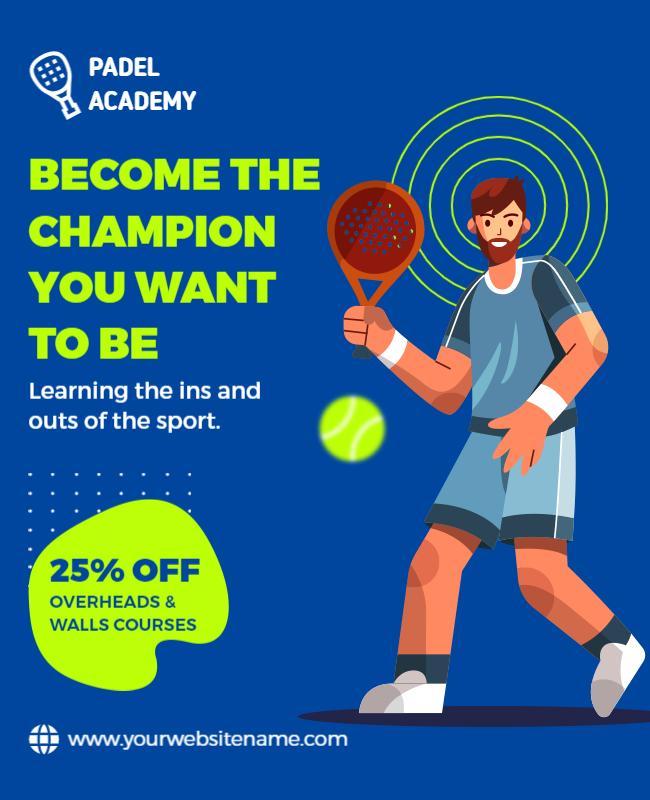 Dynamic Blue Padel Academy Training Promotion Flyer Template