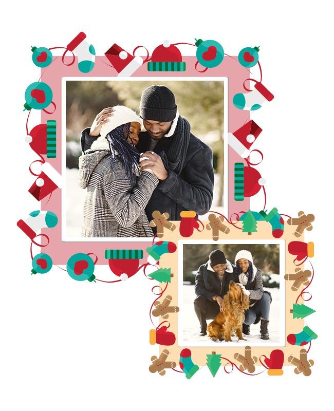 White Winter Christmas Couple Collage Flyer Template