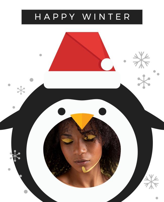 Whimsical Penguin Winter Holiday Greeting Flyer Template