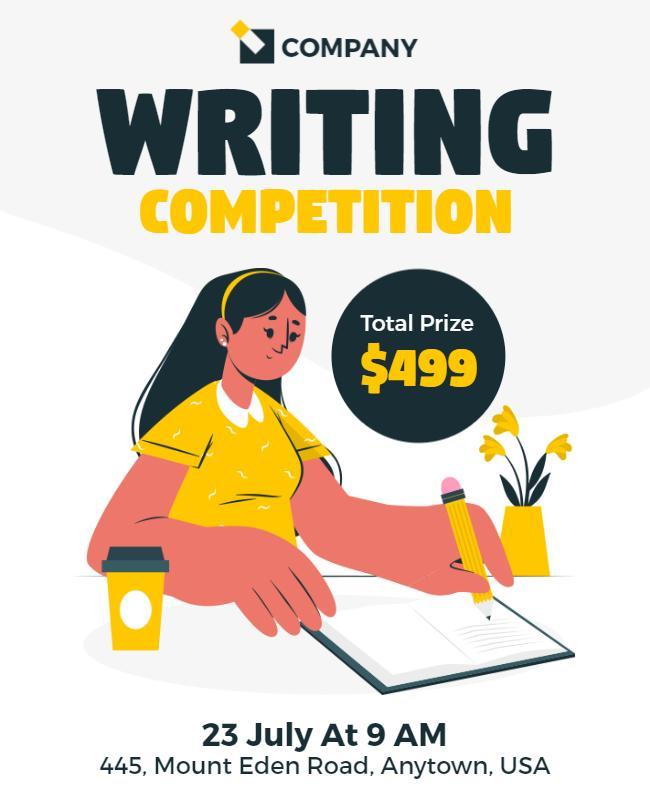 White Writing Competition Flyer Designs Template