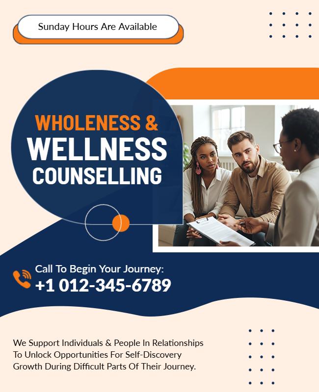 Wholeness and Wellness Counseling Services Promotional Flyer Template