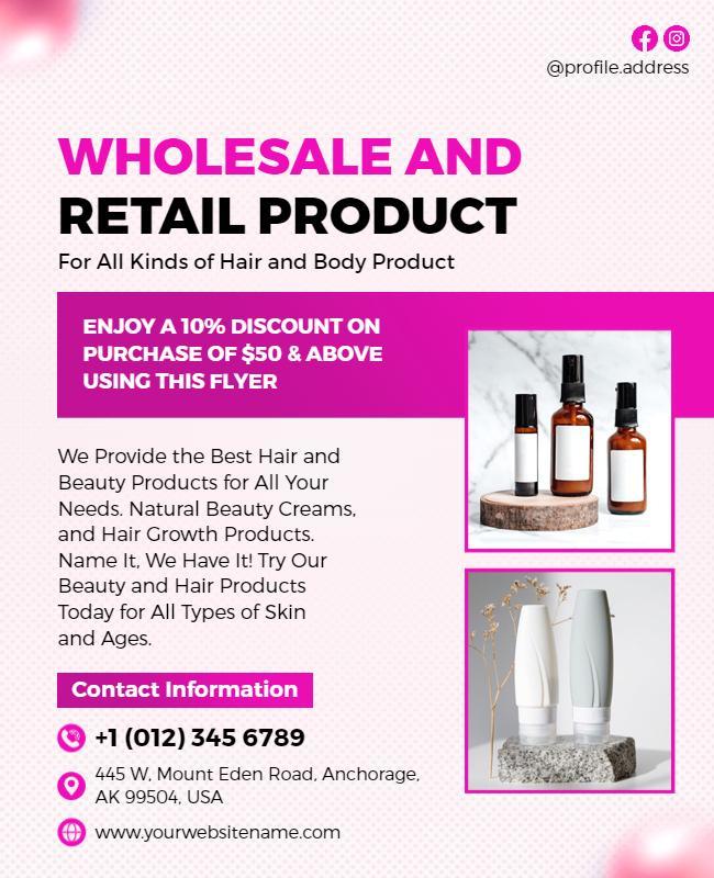 Wholesale Hair and Beauty Products Flyer Template