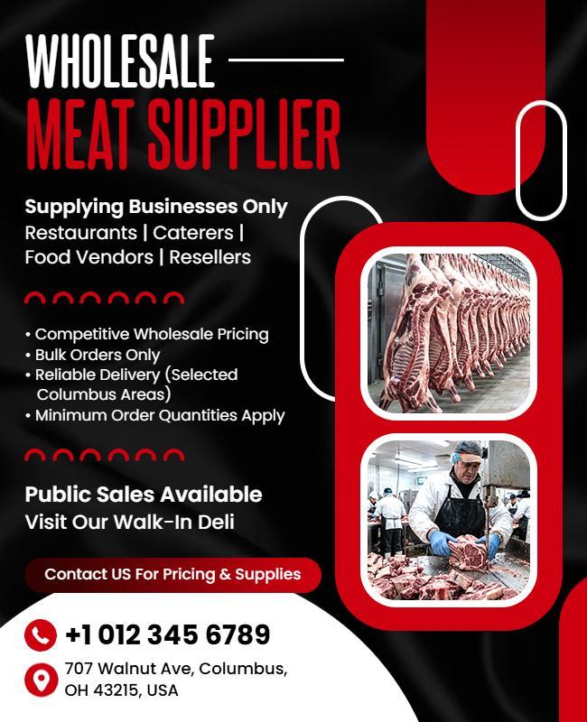 Wholesale Meat Supplier Business Poster Template
