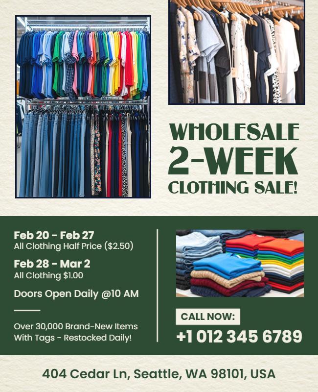 Wholesale Two-Week Clothing Sale Flyer Template