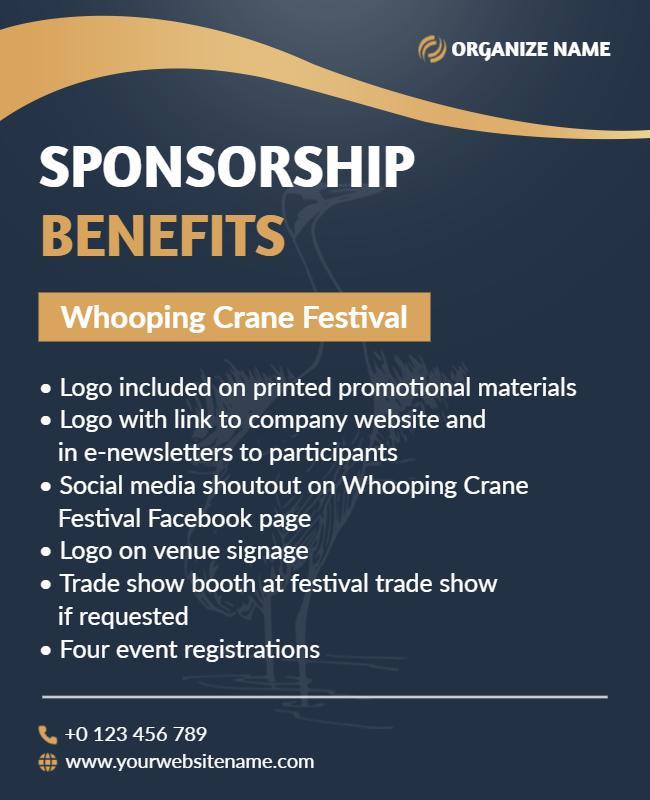 Whooping Crane Festival Sponsorship Benefits Flyer Template