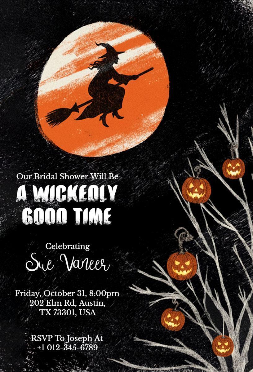 Wickedly Fun Halloween Bridal Shower Celebration Invitation Template
