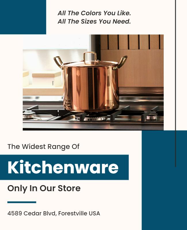 Wide Selection Of Kitchenware Store Flyer Template