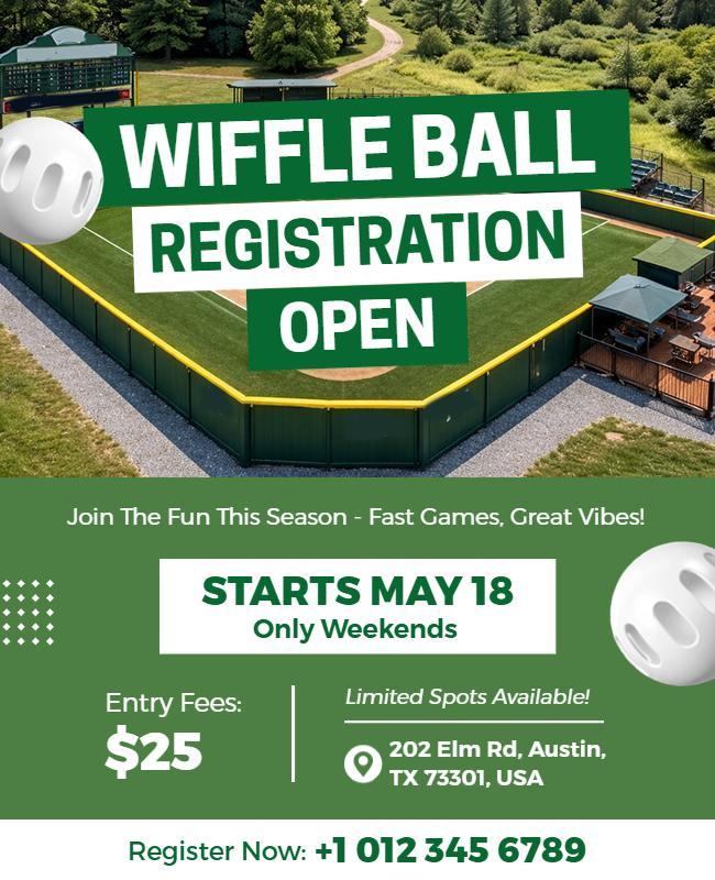 Wiffle Ball Registration Open Event Flyer Template