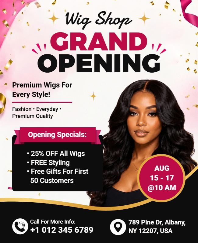 Wig Shop Grand Opening Event Flyer Template